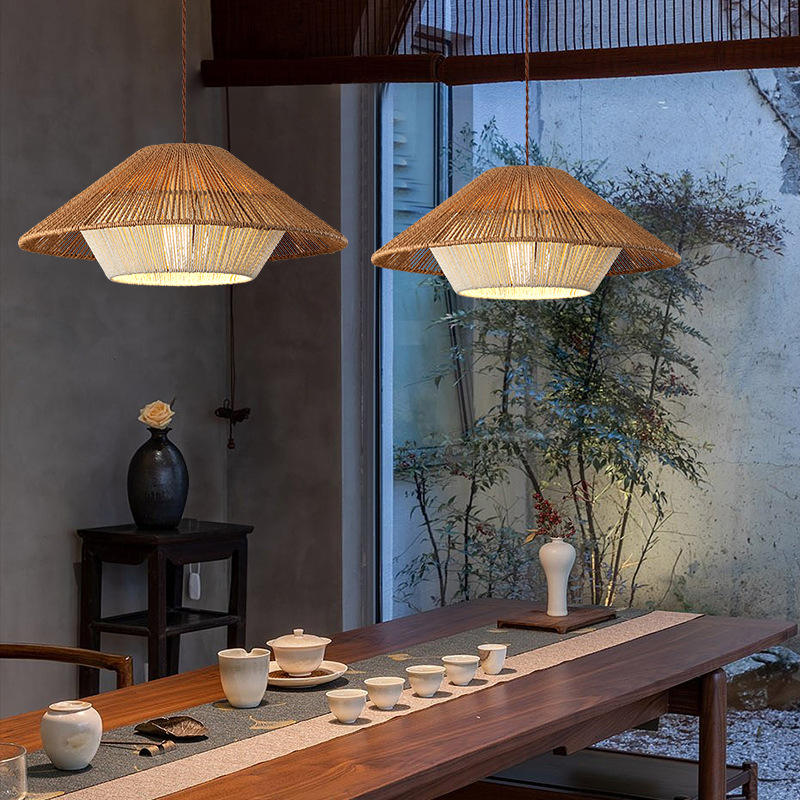 Suspension en osier japonais pour décoration intérieure bohème et éclairage de salle à manger