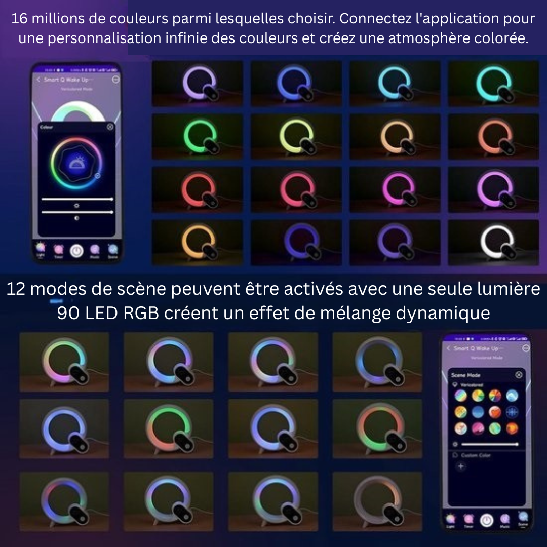 AuraLux Réveil Lumineux Numérique | Commencez votre journée avec des sons apaisants et une lumière d'ambiance