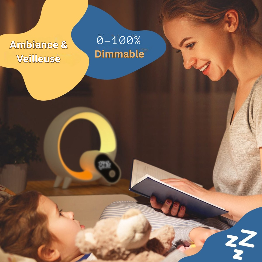 AuraLux Réveil Lumineux Numérique | Commencez votre journée avec des sons apaisants et une lumière d'ambiance