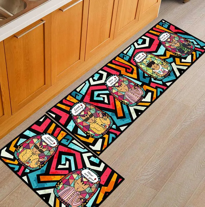 Tapis de Cuisine Antidérapant Moderne – Tapis de Zone à Imprimé Géométrique pour Salle de Bain, Balcon, Couloir et Espaces de Vie