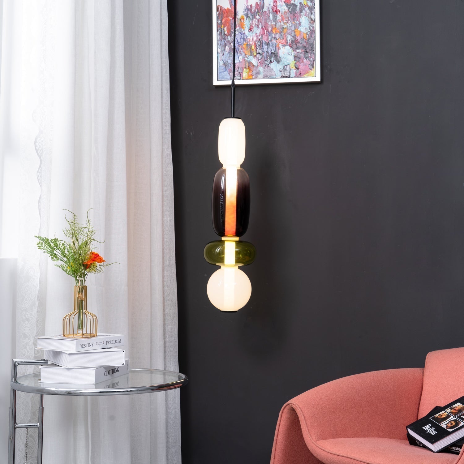 Suspension en Verre Candie – Éclairage LED en Verre Vibrant pour un Intérieur Élégant