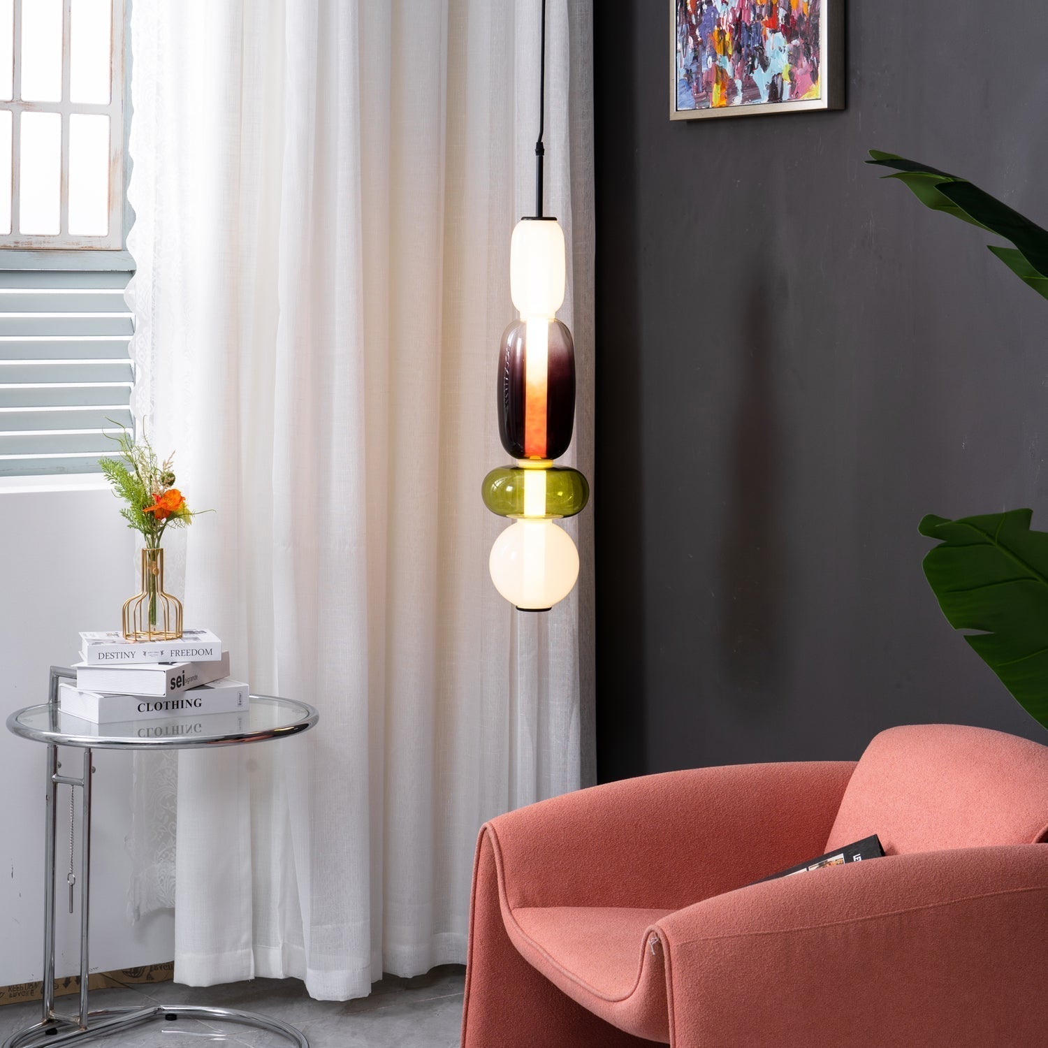 Suspension en Verre Candie – Éclairage LED en Verre Vibrant pour un Intérieur Élégant