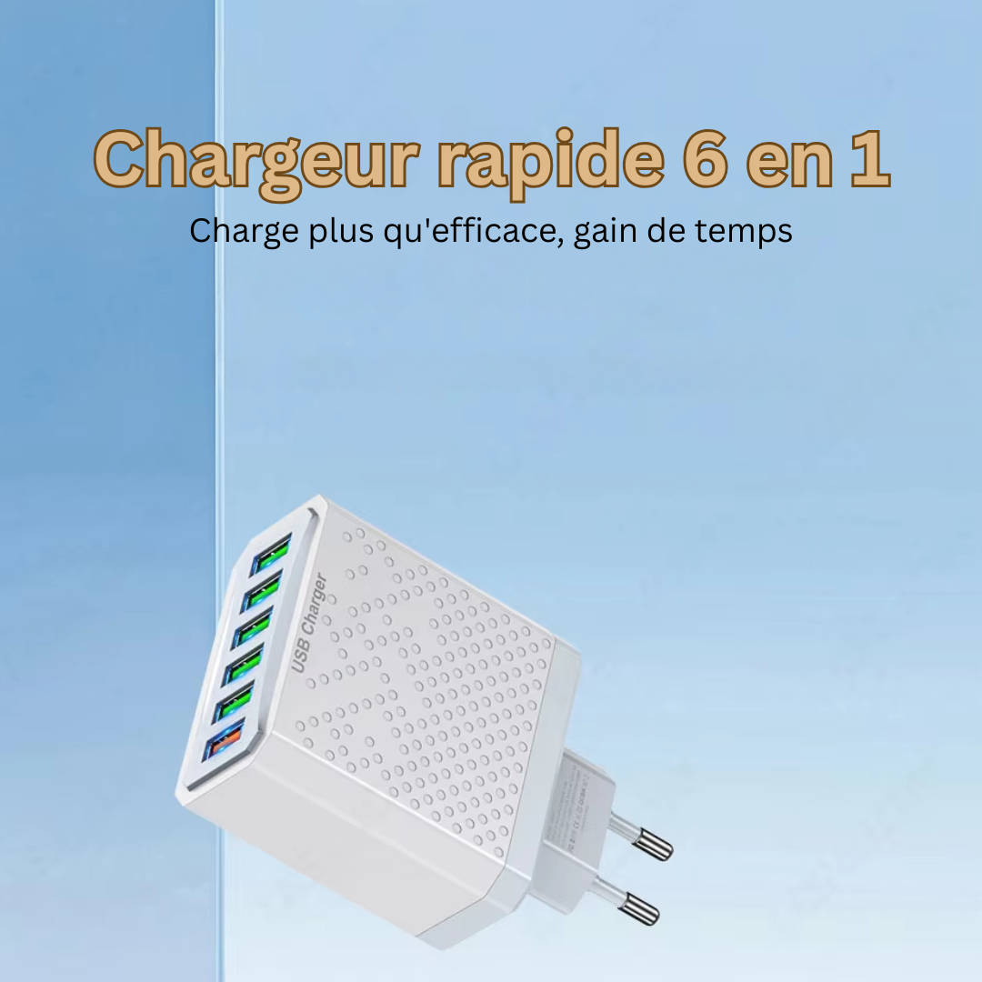 LuxCharge Elite Chargeur USB Multilader 6-en-1 | Chargement sans effort pour plusieurs appareils simultanément