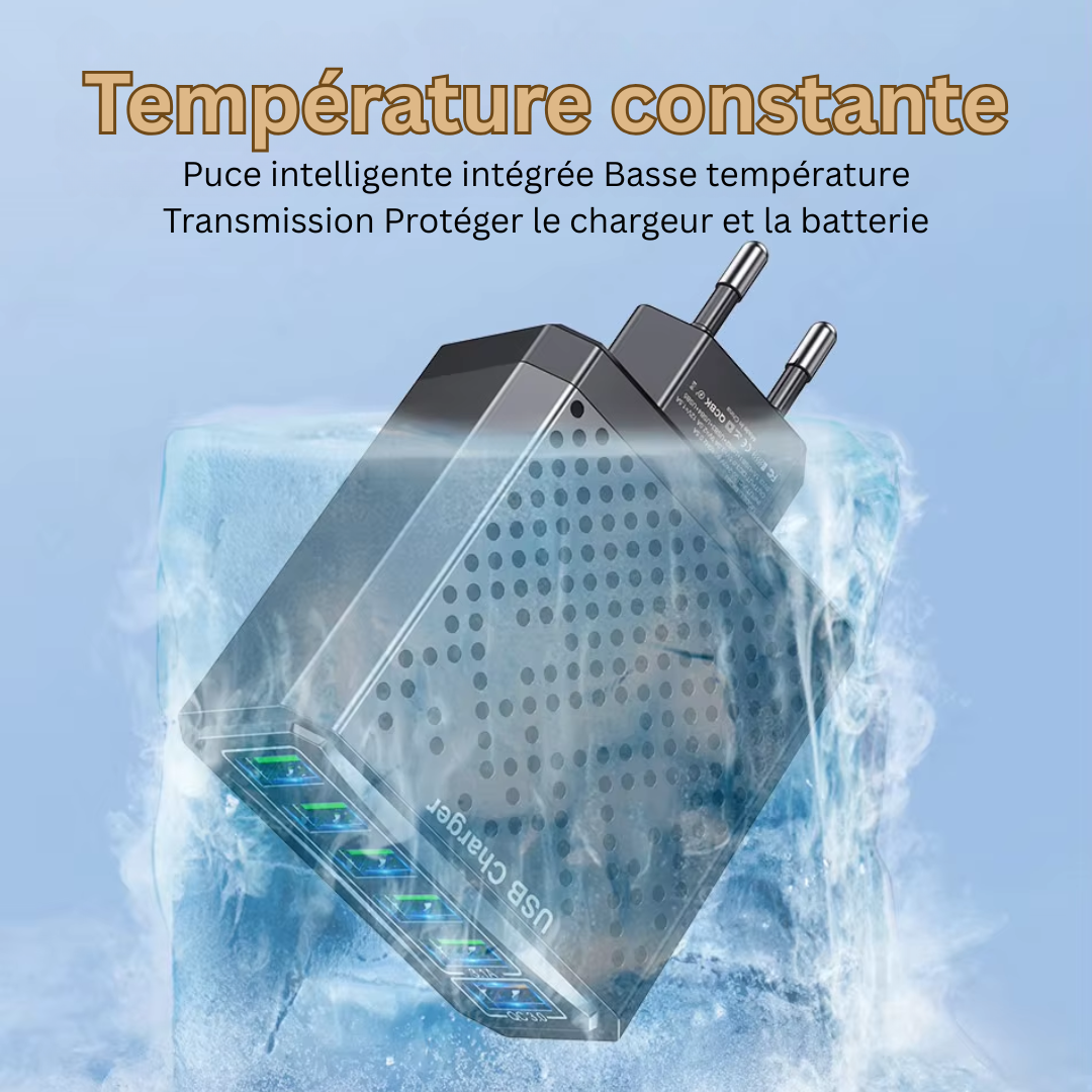 LuxCharge Elite Chargeur USB Multilader 6-en-1 | Chargement sans effort pour plusieurs appareils simultanément