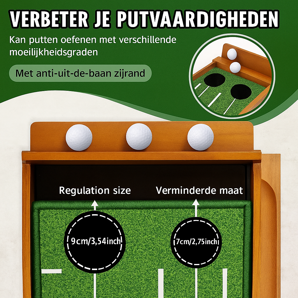 SIYA – Tapis de Putting de Golf avec Retour Automatique de Balle | Tapis de Putting avec Base en Bois | Tapis d'Entraînement de Luxe pour Intérieur et Extérieur