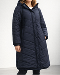 Manteau long matelassé à capuche pour femmes – Vêtement d'extérieur rembourré d'hiver avec doublure en peluche et poches latérales, idéal pour les journées froides