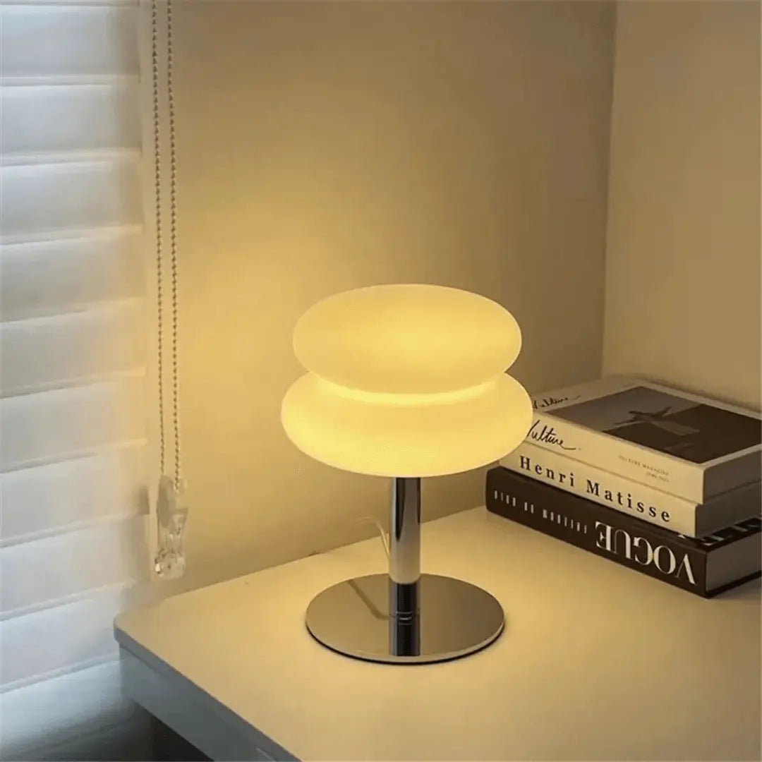 LuxeLumen Lampe de Table en Verre Rétro | Élégante lampe de table avec un style rétro chic pour un éclairage d'ambiance