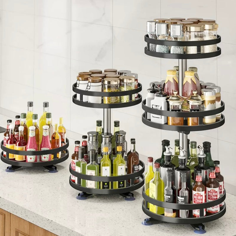 Organisateur de Condiments Luxe GourmetSphere | Support rotatif à 360° pour un espace cuisine optimal