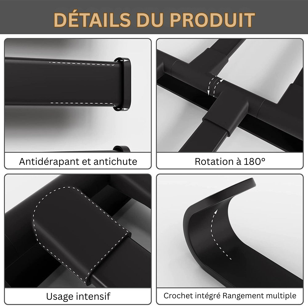 LuxuraElegance Porte-serviettes Pivotant | Monté au mur, autocollant et sans perçage pour une expérience de salle de bain raffinée