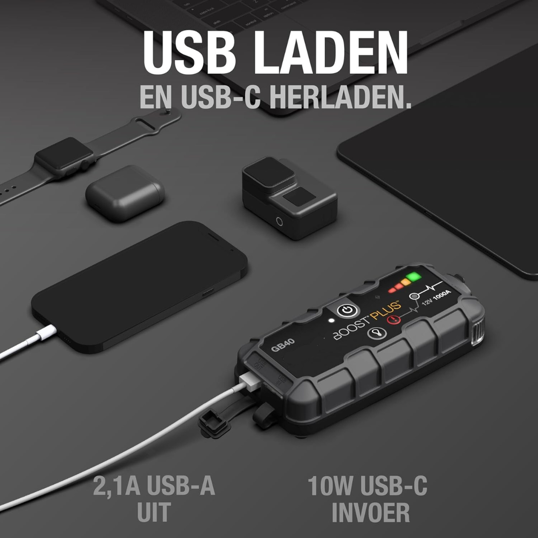 Boost Plus GB40 | Démarreur Portable 1000A pour Voiture – Accumulateur 12V & Powerbank pour Essence et Diesel