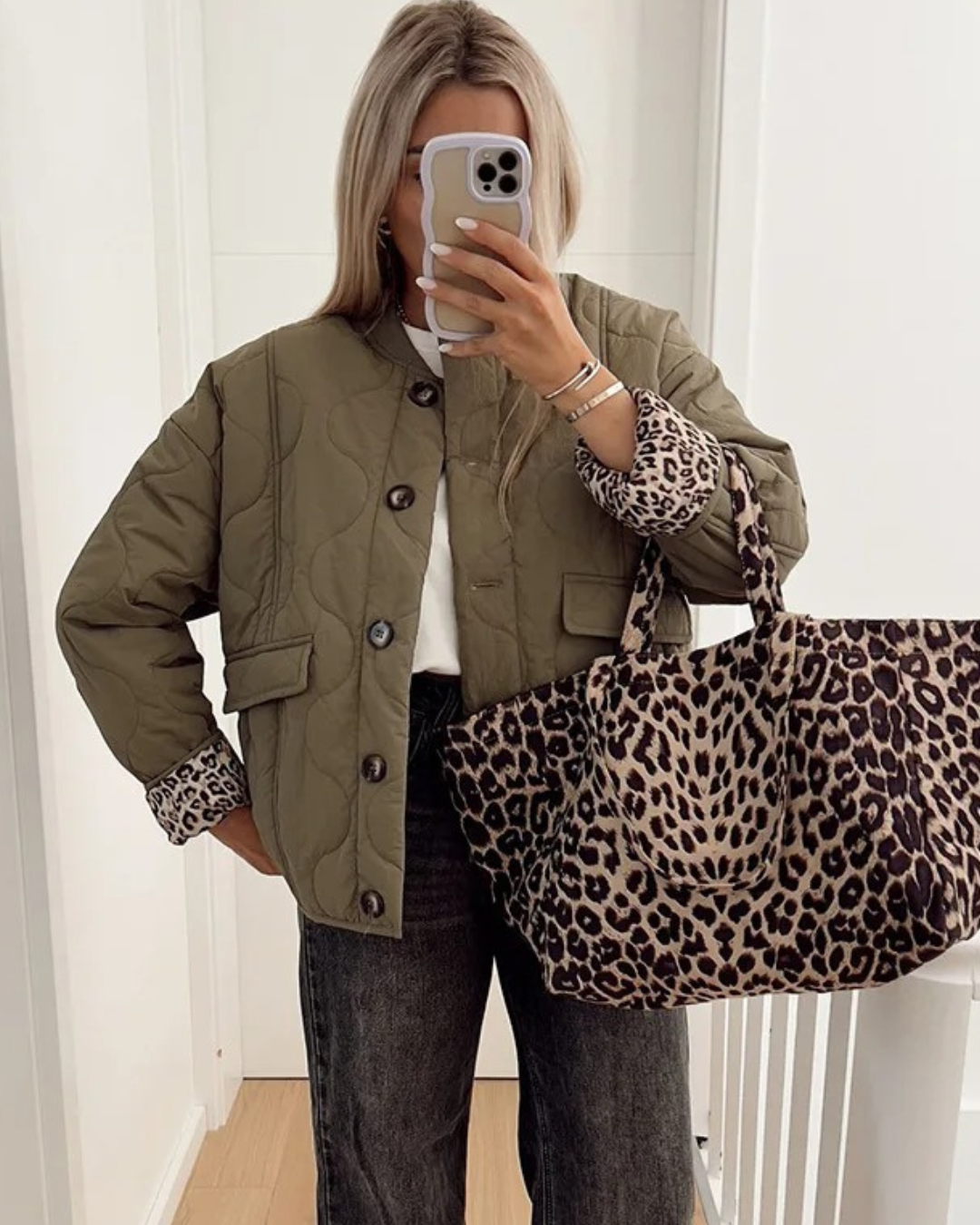 Veste Élégante avec Imprimé Léopard Tendance