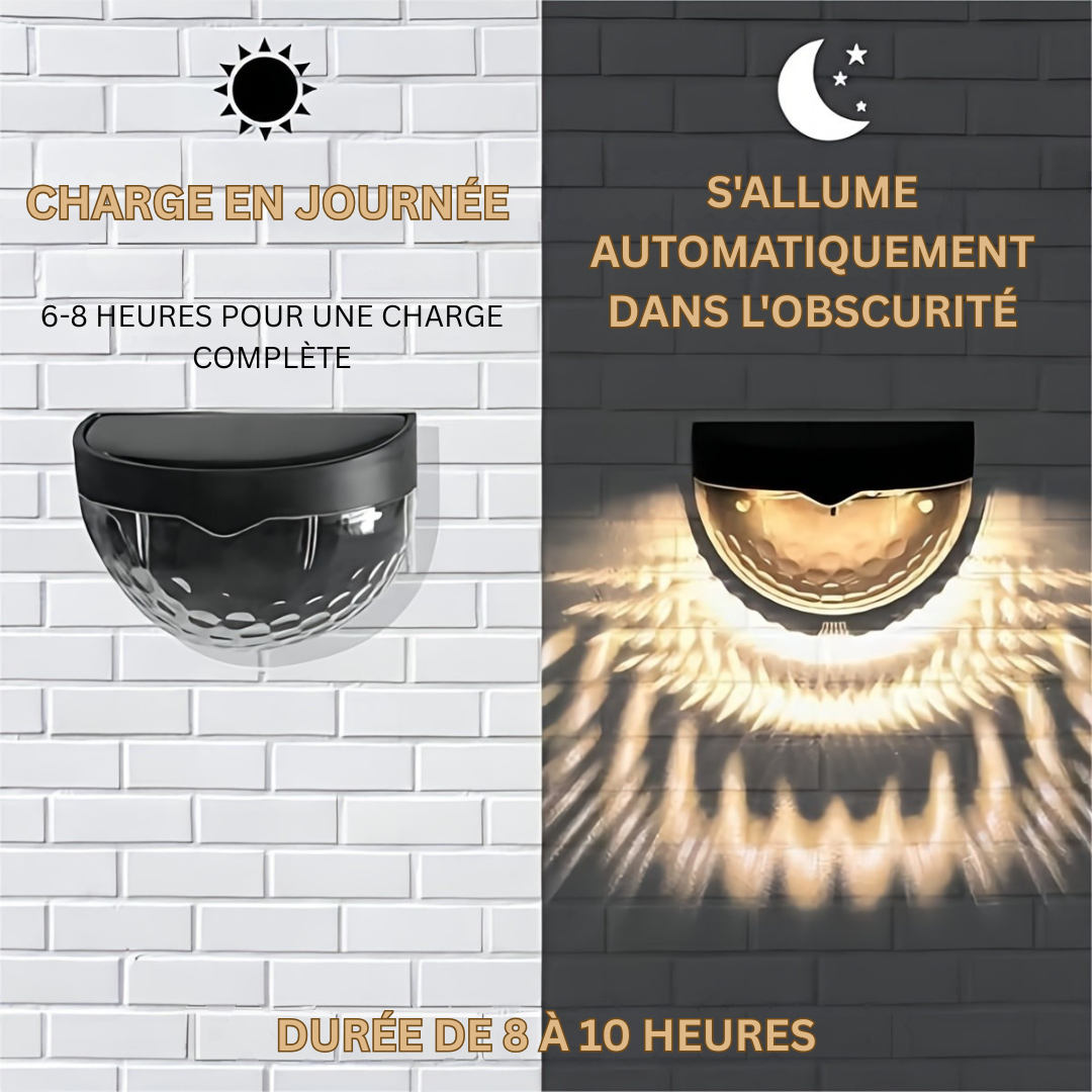 Solutions d'éclairage solaire RadiantAura | Éclairages solaires exquis pour clôtures, terrasses et murs qui rehaussent l'élégance extérieure