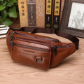 Sac de taille en cuir véritable de vache pour hommes – Sac banane grande capacité, sac de voyage ceinture et bandoulière