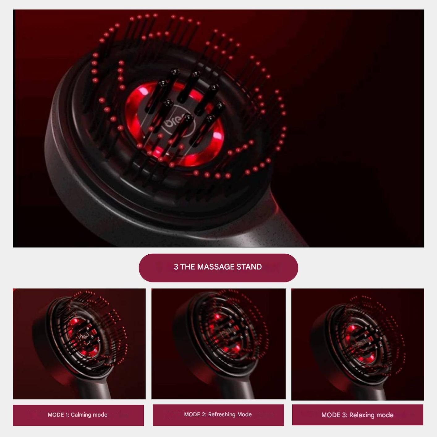Brosse de massage électrique pour le cuir chevelu avec thérapie par lumière LED - GlowScalp