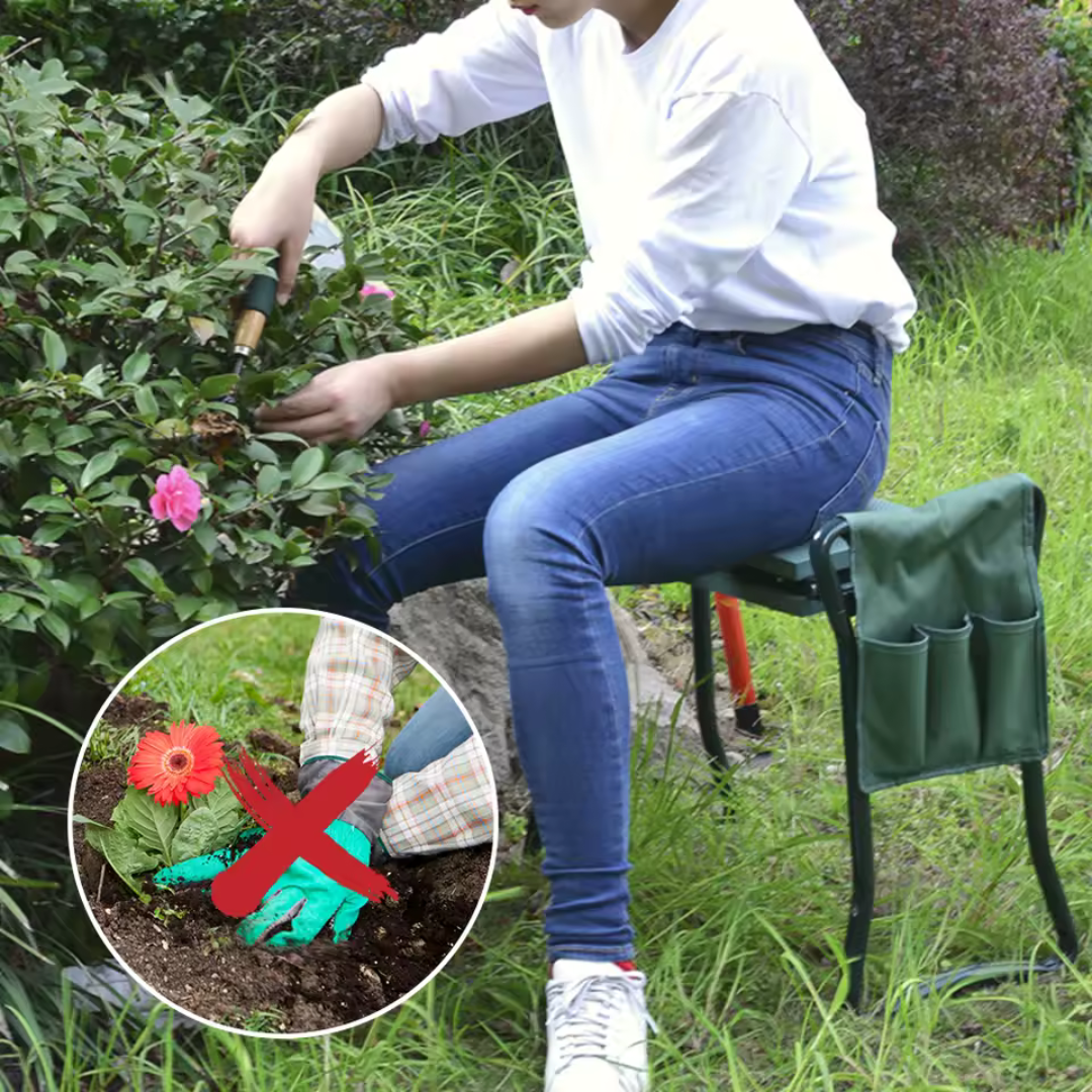 GardenElegance Luxe Kneeler Seat | Tapis de jardinage 2-en-1 polyvalent avec poignées et pochette à outils pour un confort et une commodité ultimes
