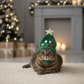 PAWSHINE – Bonnet de Noël en peluche avec élégant bord doré pour animaux de compagnie