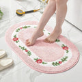 Tapis de Bain Ovale Floral en Peluche