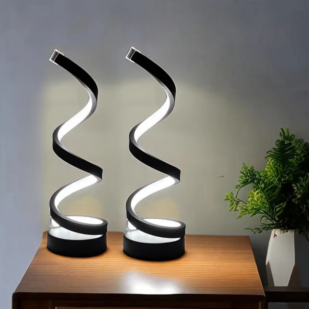 LuxeLumen Lampe de Table LED en Spirale | Luminosité Réglable pour Espaces de Vie et de Travail Élégants