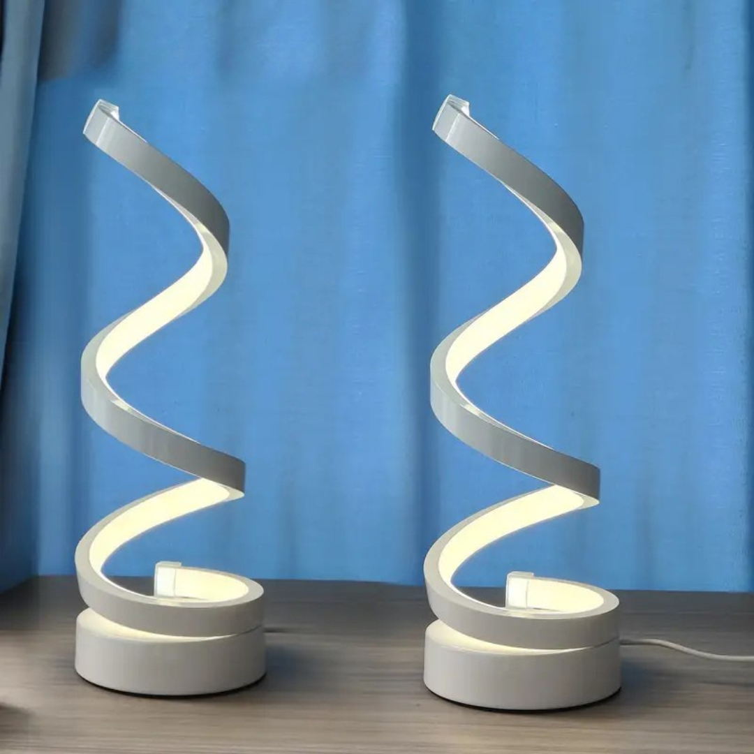 LuxeLumen Lampe de Table LED en Spirale | Luminosité Réglable pour Espaces de Vie et de Travail Élégants