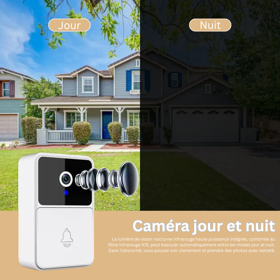 LuxGuard Caméra de Vidéo Porte Sans Fil Intelligente | Sonnette WiFi avec Détection de Mouvement et Vision Nocturne pour une Sécurité Ultime
