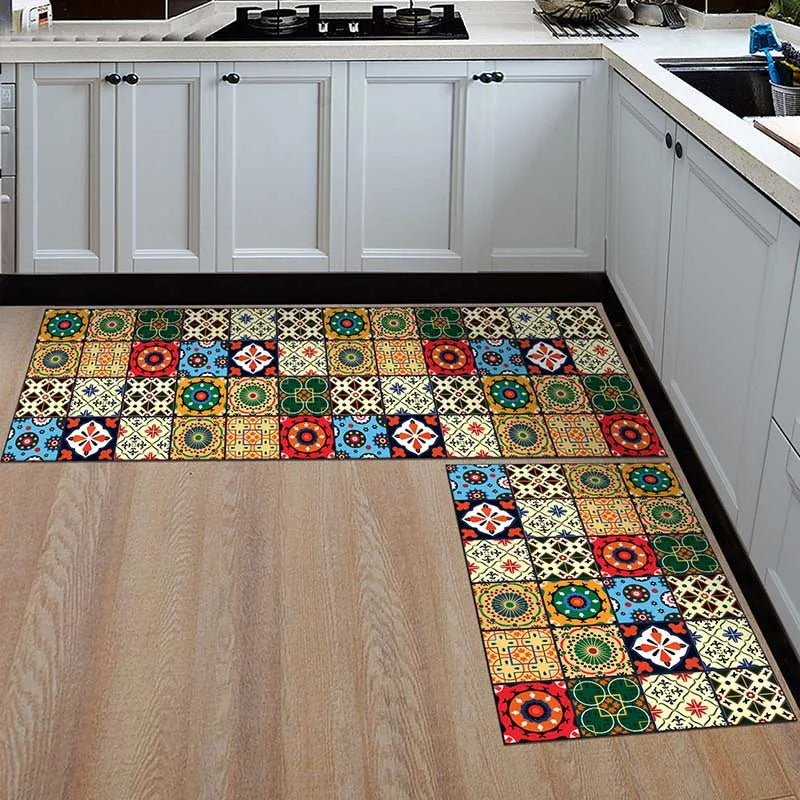Tapis de Cuisine Antidérapant Moderne – Tapis de Sol à Imprimé Géométrique pour Salle de Bain, Balcon, Couloir et Espaces de Vie