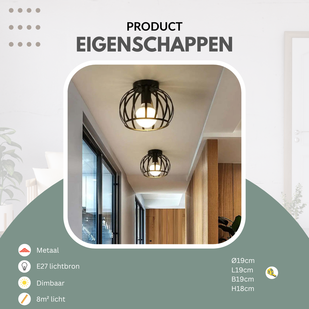Aurub | Lampe de plafond industrielle noire