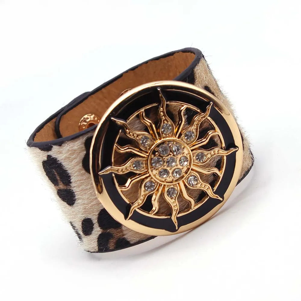 Bracelet en cuir léopard