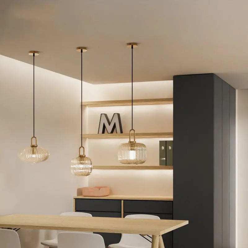 Suspension japonaise VeraGlow | Lampe à suspension nordique chic en verre pour un éclairage chaleureux et d'ambiance