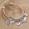 Bracelet en cuir naturel multicouche
