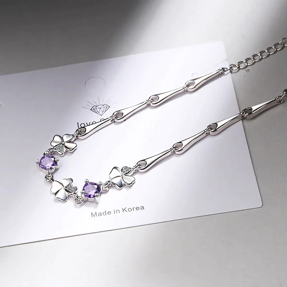 Bracelet porte-bonheur en trèfle à quatre feuilles
