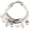 Bracelet en cuir naturel multicouche
