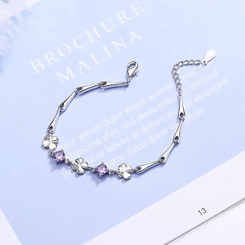 Bracelet porte-bonheur en trèfle à quatre feuilles