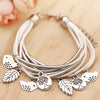 Bracelet en cuir naturel multicouche