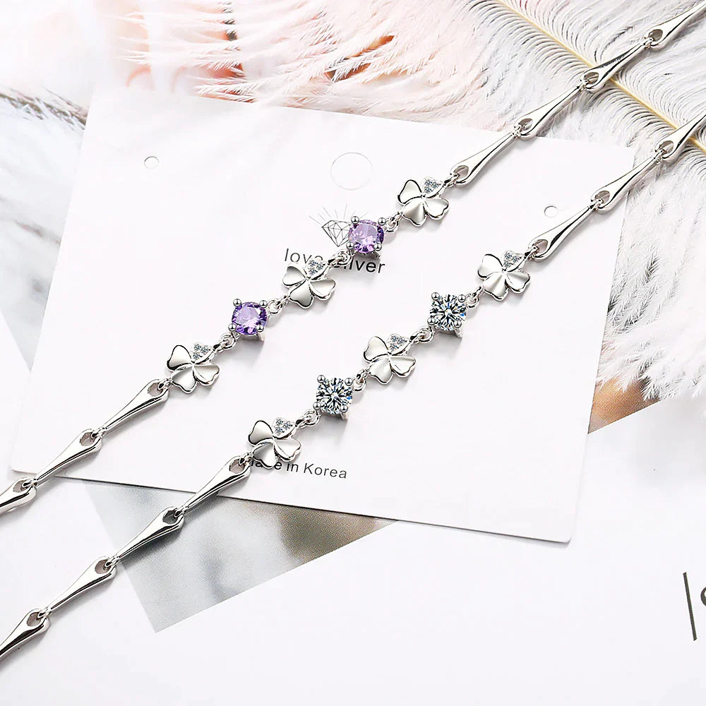 Bracelet porte-bonheur en trèfle à quatre feuilles