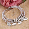 Bracelet en cuir naturel multicouche