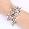 Bracelet en cuir naturel multicouche
