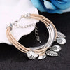 Bracelet en cuir naturel multicouche
