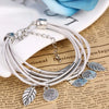 Bracelet en cuir naturel multicouche