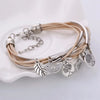 Bracelet en cuir naturel multicouche
