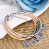 Bracelet en cuir naturel multicouche
