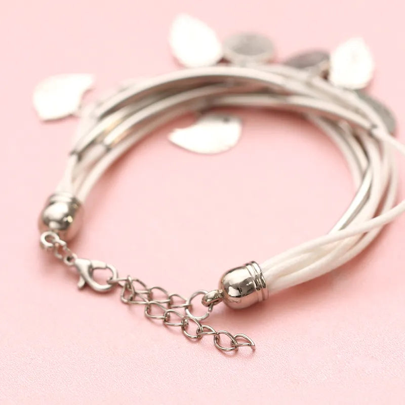 Bracelet en cuir naturel multicouche