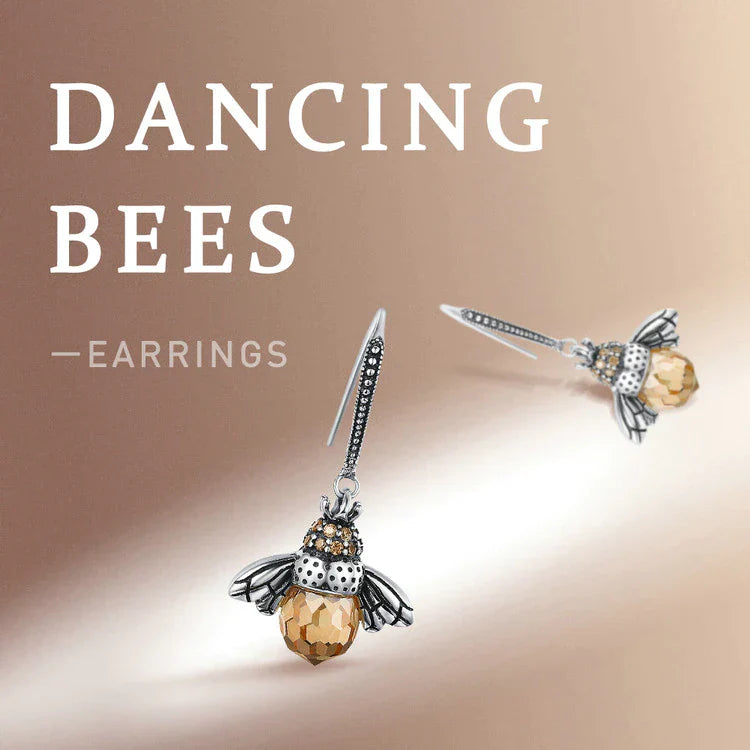 Boucles d'oreilles goutte avec cristal de reine des abeilles
