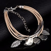 Bracelet en cuir naturel multicouche