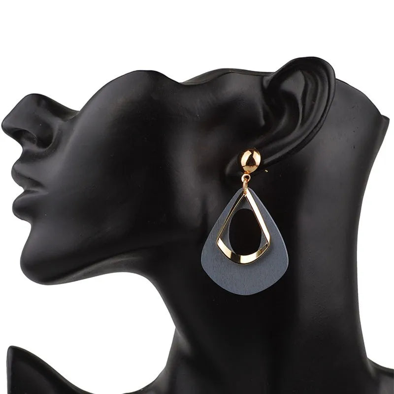 Boucles d'oreilles goutte d'eau en bois