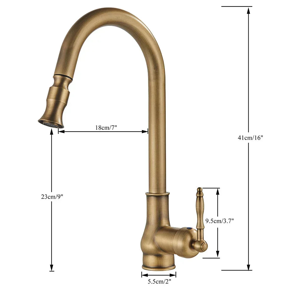 Robinet de cuisine Luxe BrassElegance | Robinet de cuisine en laiton antique pour une apparence intemporelle et une durabilité