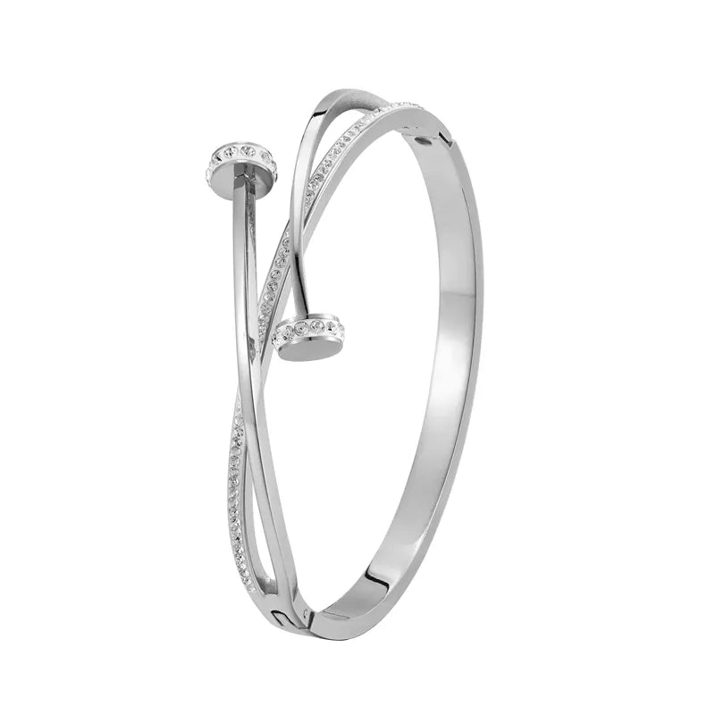 Bracelet en or avec tête de clou double
