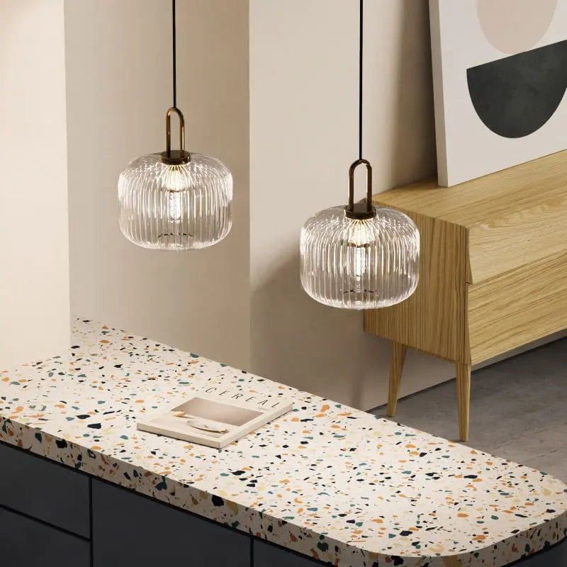 Suspension japonaise VeraGlow | Lampe à suspension nordique chic en verre pour un éclairage chaleureux et d'ambiance