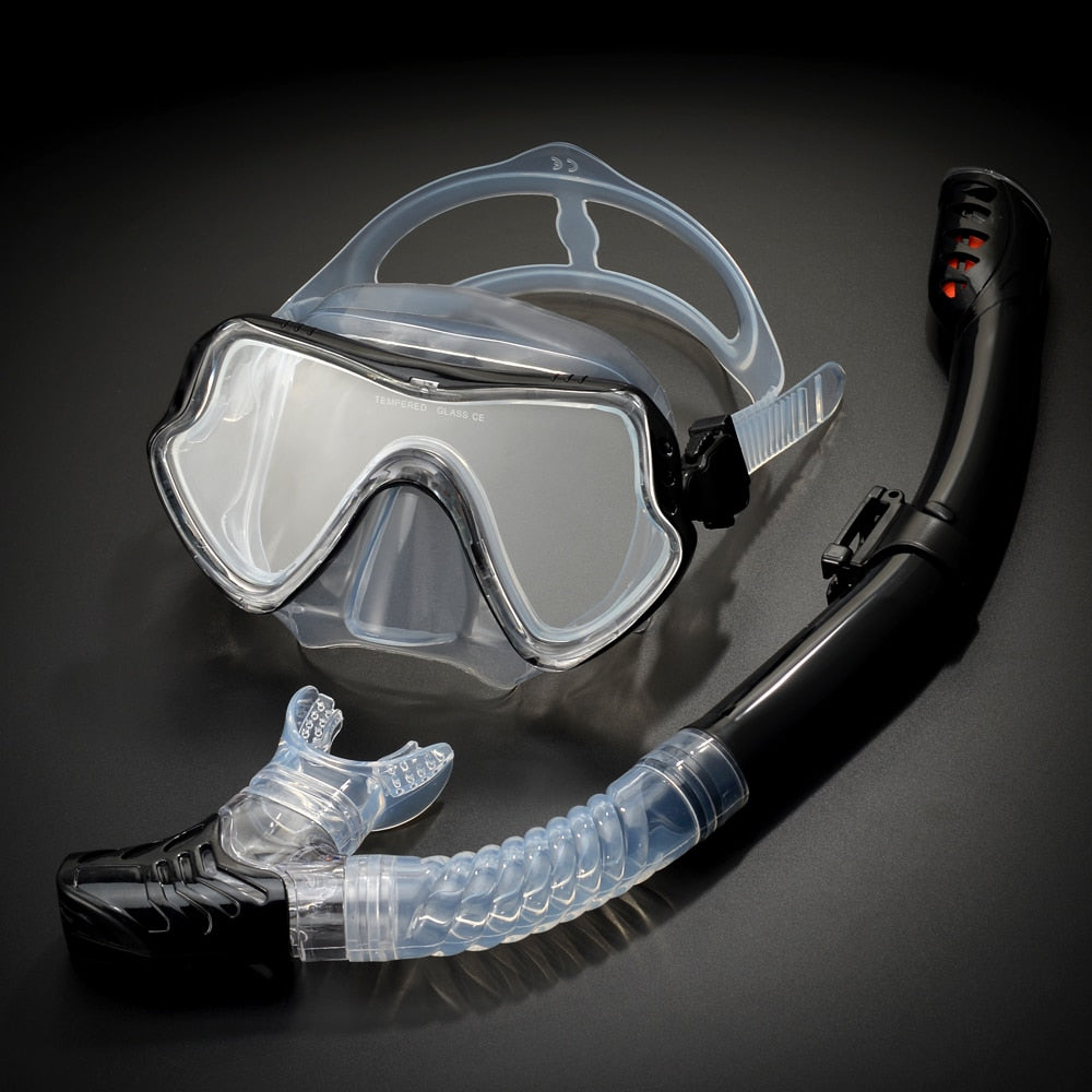 AquaElite Luxe Masque de Plongée & Ensemble de Snorkel | Conception professionnelle avec technologie anti-buée pour une visibilité et un confort optimaux