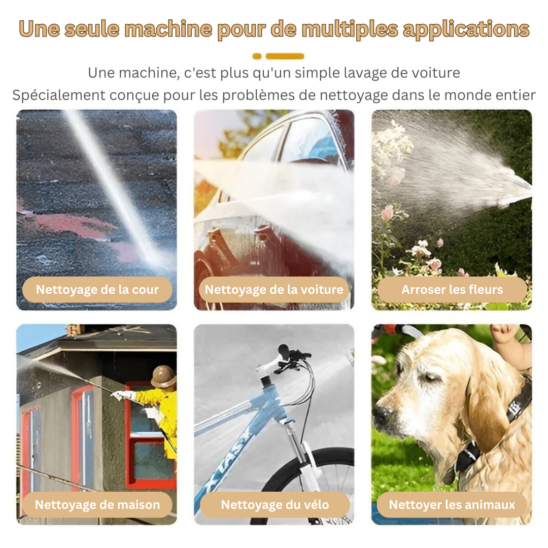 LuxoSpray Nettoyeur Haute Pression Sans Fil | Un nettoyage puissant et sans effort pour votre véhicule en toute liberté