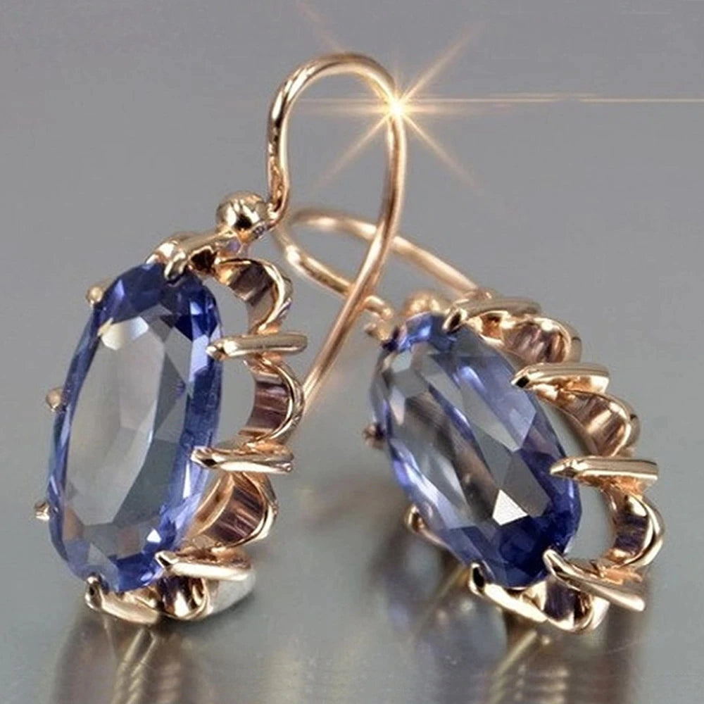 Boucles d'Oreilles en Zirconium Doré Ovales – Lina